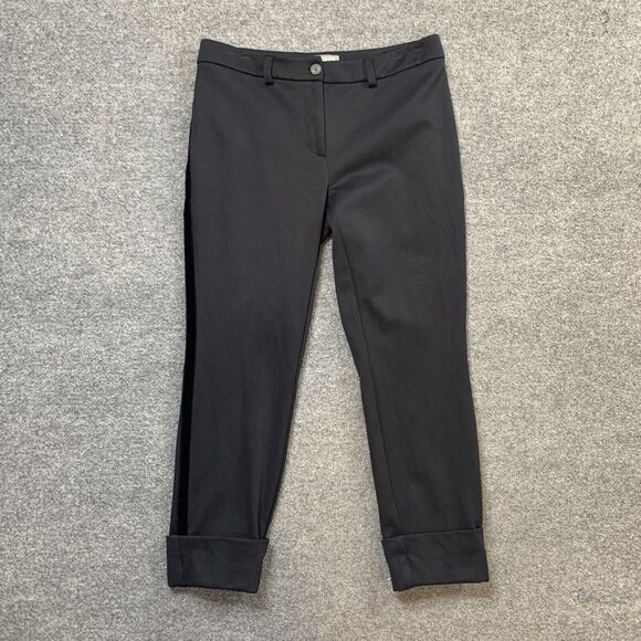 Sharis Place Pants Women 44 US 14/16 Black Grey Ponte Velvet Side Panel Trousers - Picture 2 of 13